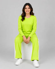 Women Round-Neck Lounge Wear - Lemon Yellow