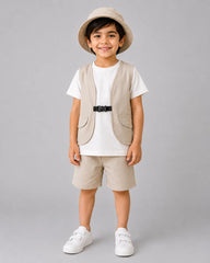 Little Explorer Short Set - Beige