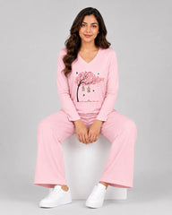 Women V-Neck Lounge Wear | Spring Tree - Baby Pink