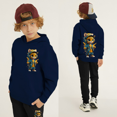 Kids Winter Hoodie Set | Cool Cat Printed