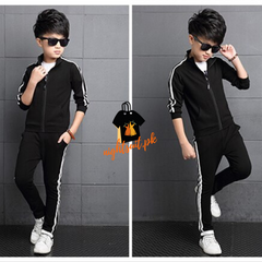 Black Stripe Kids Tracksuit