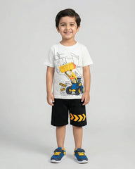 Kids’ Construction Truck Print T-Shirt & Shorts Set