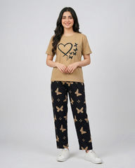Brown Butterfly Pajama Set