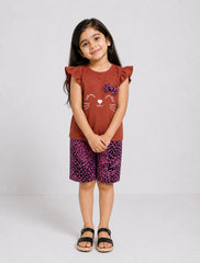 Mini Meow Short Set - Rusty