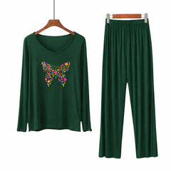 Women V-Neck Lounge Wear | Colored Butterfly - Sherwood