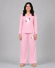Women V-Neck Lounge Wear | BTS Flower - Baby Pink