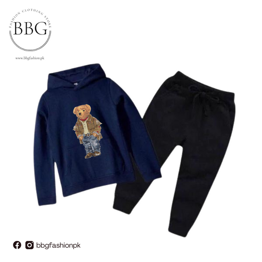 Kids Winter Hoodie Set | Versace Bear Printed