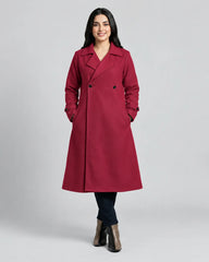 Women’s Burgundy Long Fleece Winter Coat