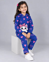 Heart Kitty Hoodie Set - Blue