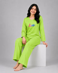 Women Round-Neck Lounge Wear | Multi Love - Lemon Yellow