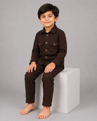 Mini Cargo Shirt Set - Dark Brown