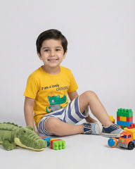 Crocodile Print T-Shirt & Striped Shorts Set for Toddlers
