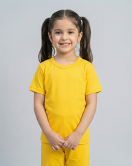 Kids Yellow Cotton T-Shirt & Trouser Set