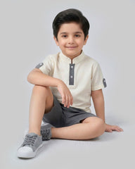 White & Grey Kids Short Set