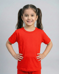 Kids Red Cotton T-Shirt & Trouser Set
