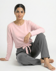 Women's Premium 2 Piece Lounge Set - Pink & Grey