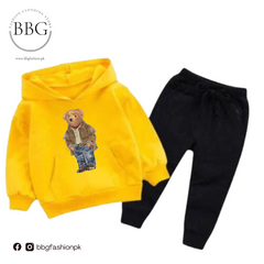 Kids Winter Hoodie Set | Versace Bear Printed