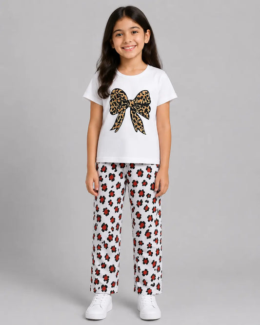 Leopard Bow Pajama set