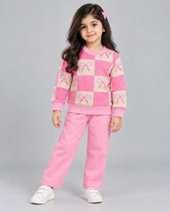 Check Bow Kids Winter Set - Pink