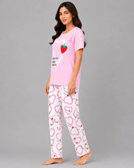 Heart & Berry Pajama Set - Pink