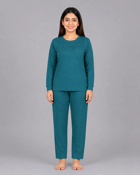 Elegant Pleat Pajama Set - Sherwood Green
