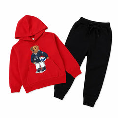 Kids Winter Hoodie Set | Football Bear Printed