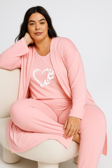 Women’s 3 Piece Nightwear Lounge Set with Butterfly Love Print | Plus Size Loungewear