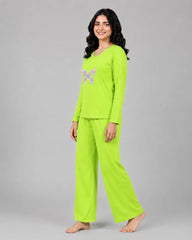 Women V-Neck Lounge Wear | Colored Butterfly - Lemon Yellow