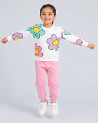 Girls Pastel Floral Print Fleece Sweatshirt & Jogger Set - pink