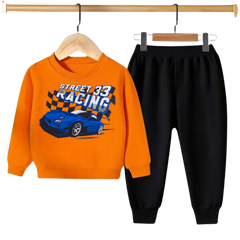 Kids Winter Sweat Shirt Set | Street Racing Printed