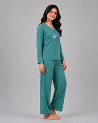 Women V-Neck Lounge Wear | Multi Love - Sherwood Green