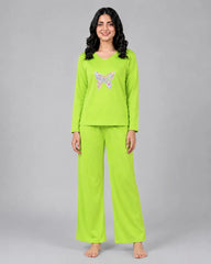 Women V-Neck Lounge Wear | Colored Butterfly - Lemon Yellow