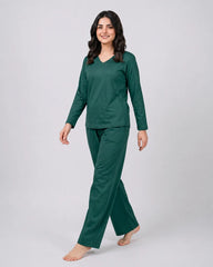 Women V Neck Lounge Wear - Sherwood Green