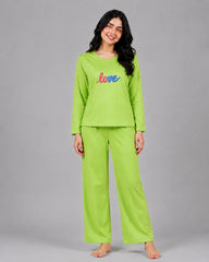 Women Round-Neck Lounge Wear | Multi Love - Lemon Yellow