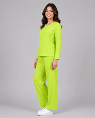 Women Round-Neck Lounge Wear - Lemon Yellow
