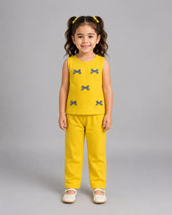 Yellow Bow Kids Sando Set