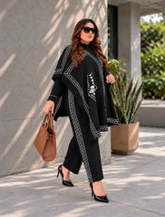 Winter 3 Piece Cape Shawl For Women | Black