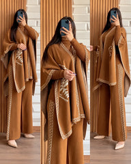Winter 3 Piece Cape Shawl For Women | Brown
