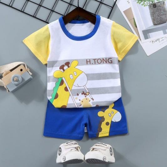 Adorable Giraffe Print Toddler Outfit – 2-Piece Summer Set