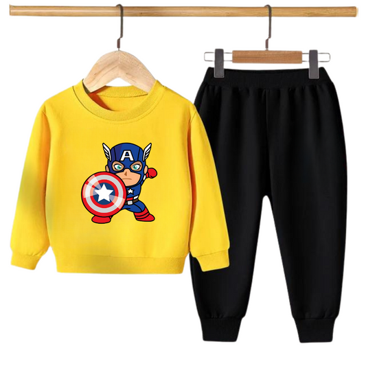 Kids Winter Sweat Shirt Set | Captain America Printed