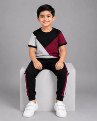 Maroon Panel Pajama Set