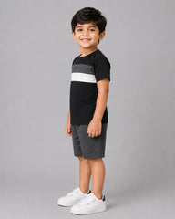 Monochrome Stripe Short Set