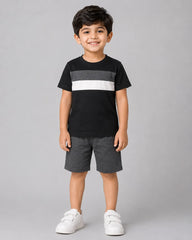 Monochrome Stripe Short Set