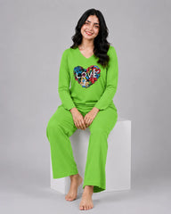 Women V Neck Lounge Wear | Love Color - Lemon Yellow