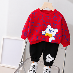 Kids Bunny Winter Sweat Shirt Set - Red & White