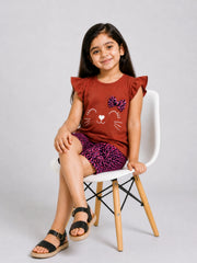 Mini Meow Short Set - Rusty
