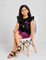 Mini Meow Short Set - Black