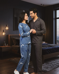 Pattern Printed Pajama Set - Blue