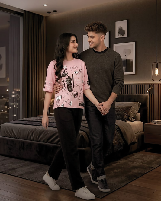 Funky Style T-Shirt & Trouser | Pink
