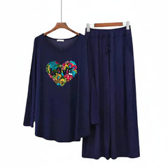 Women V-Neck Lounge Wear | Love Color - Navy Blue